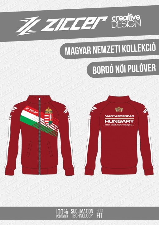 Magyar Trikolór Női melegítő felső bordó