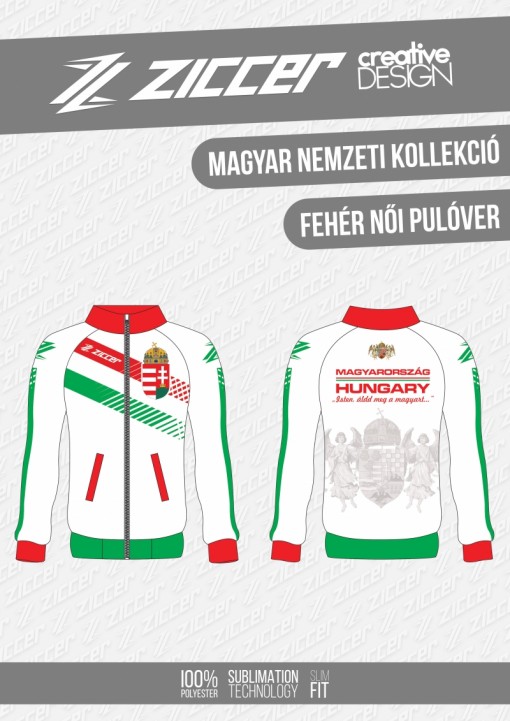 Magyar Trikolór Női melegítő felső fehér