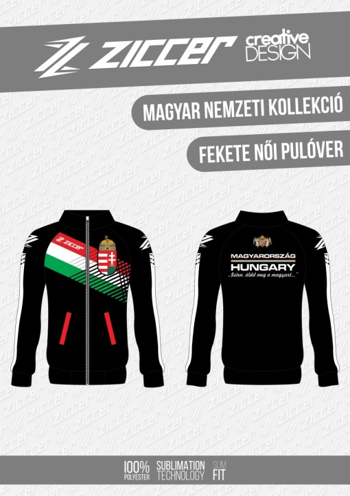 Magyar Trikolór Női melegítő felső fekete