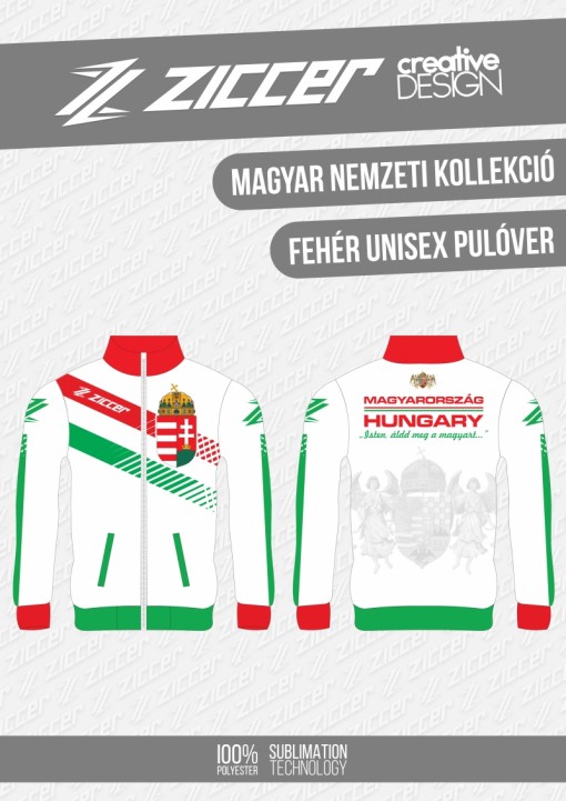 Magyar Trikolór Unisex melegítő felső fehér