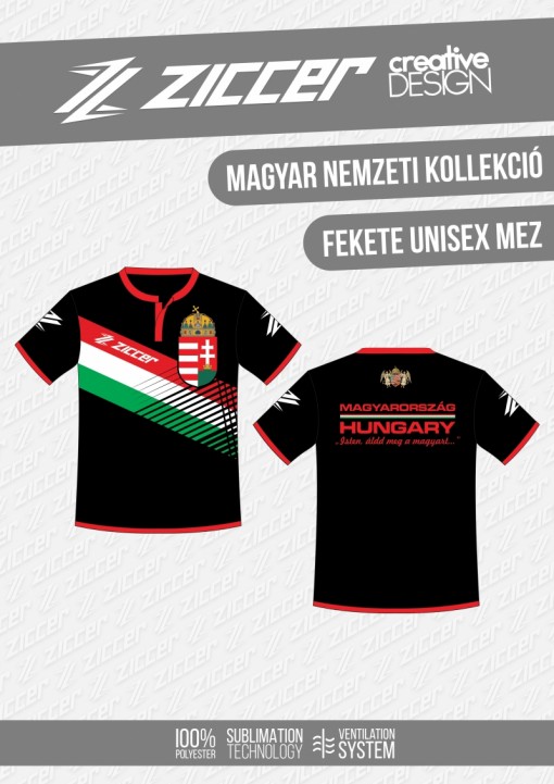 Magyar Trikolór Unisex mez fekete