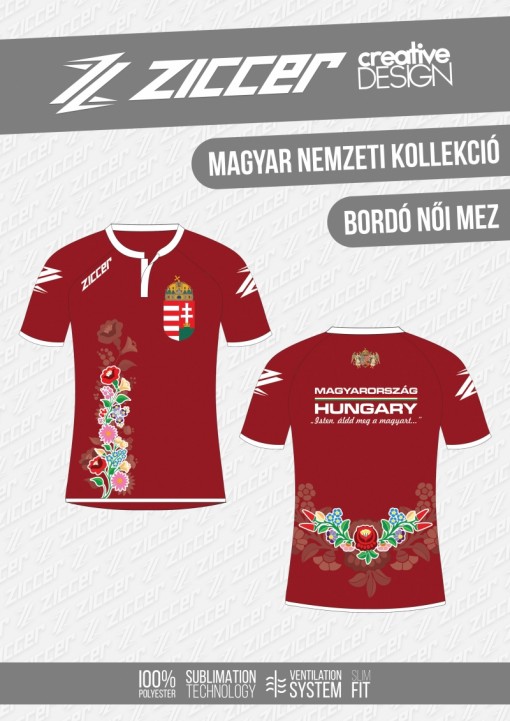 Magyar Virágmintás Női mez bordó